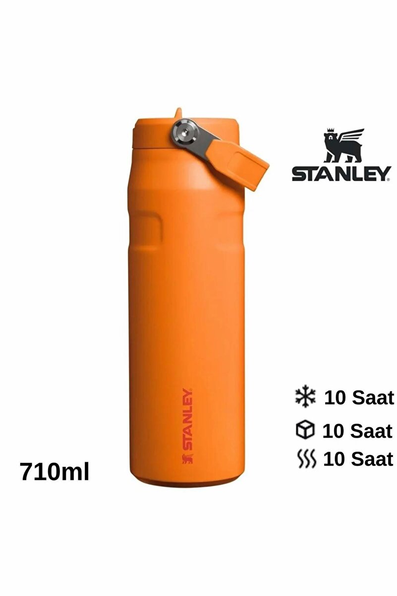 The IceFlow Flip Straw Pipetli Termos Bardak 2.0 0,70 LT / 24oz Turuncu 10-11283-395 1. görsel