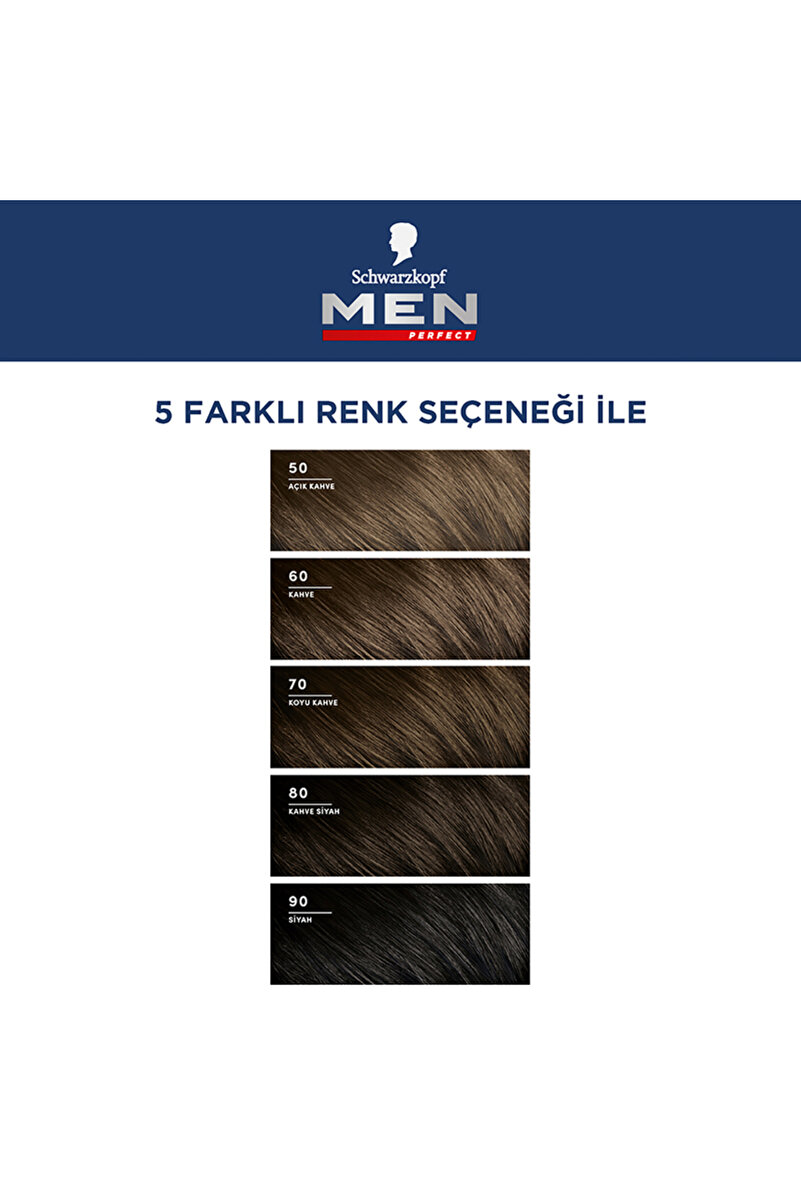 Schwarzkopf Men Perfect Saç Boyası 80- Kahve Siyah-Kolay ve Hızlı Beyaz Kapama 3. görsel
