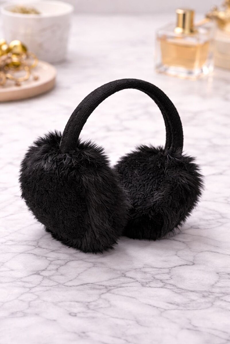 UNİSEX AYARLANABİLİR PELUŞ MÜZİKLİ KULAKLIK - KABLOLU TELEFON UYUMLU KIŞLIK KULAK ISITICI 1. görsel