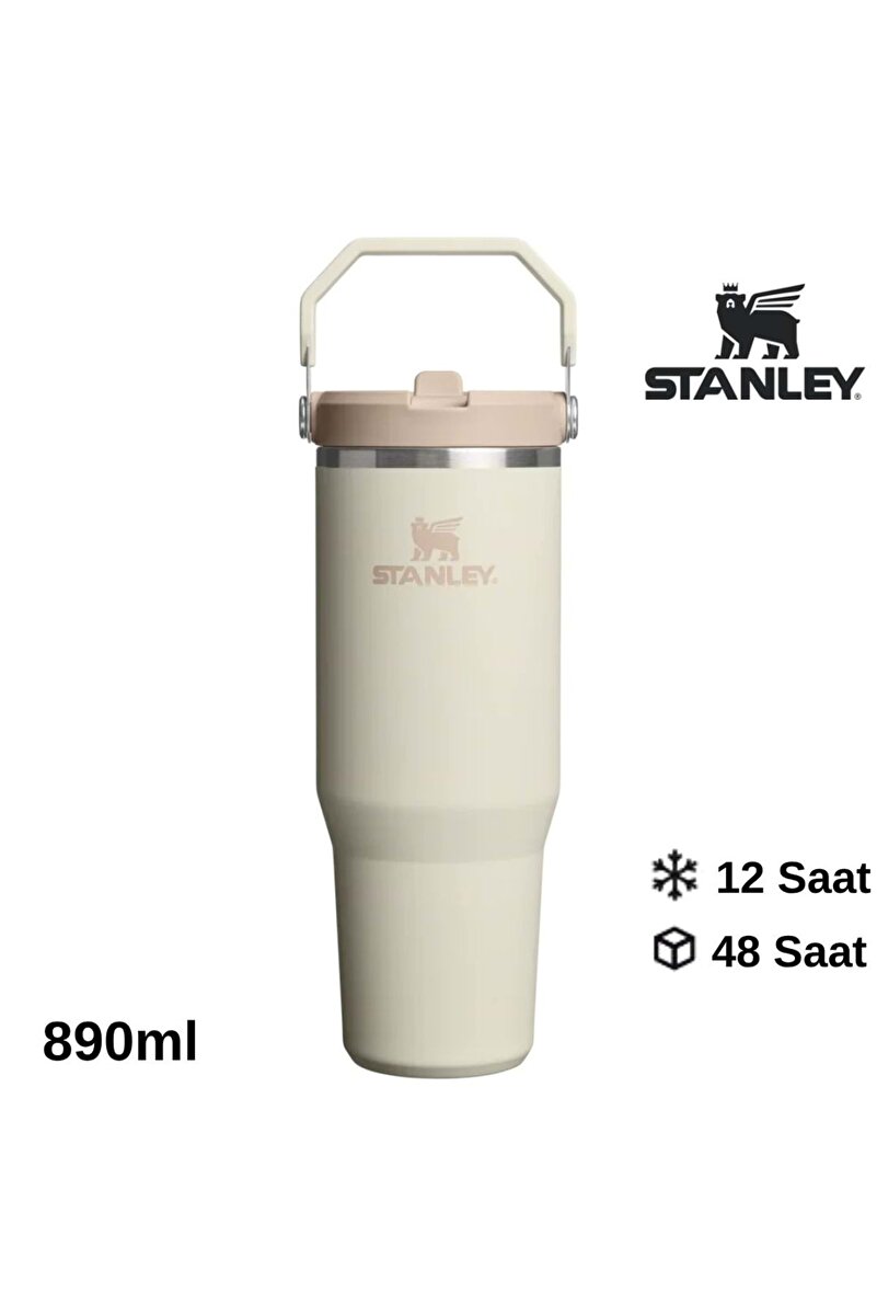 The IceFlow™ Flip Straw 2.0 Tumbler 0.89L / 30oz Cream 10-13424-0197 STD 1. görsel
