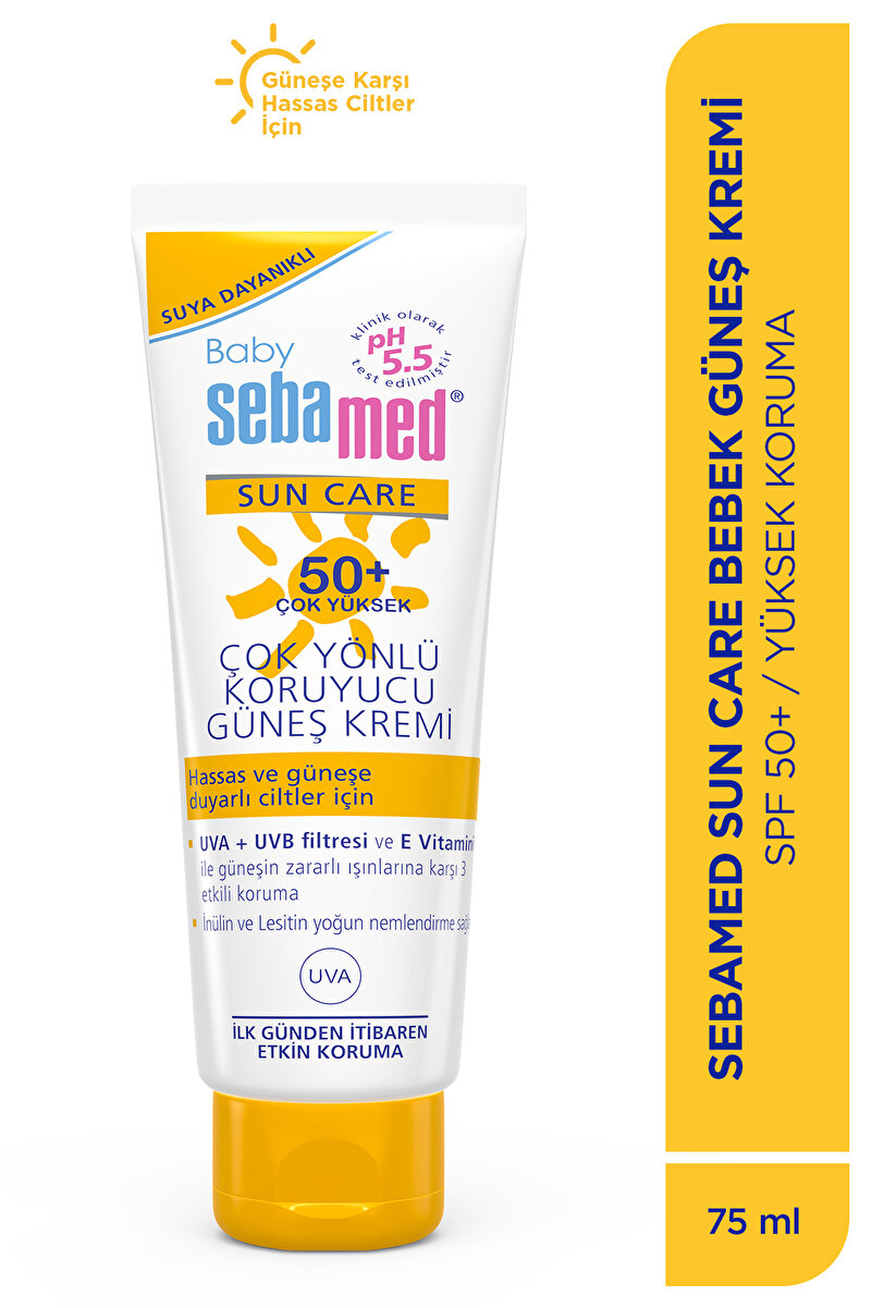 Çocuk Güneş Kremi SPF 50+ 75 ml UVA UVB Filtreli E Vitamini Çok Yönlü Koruyucu Bebek Yüksek Koruma 1. görsel