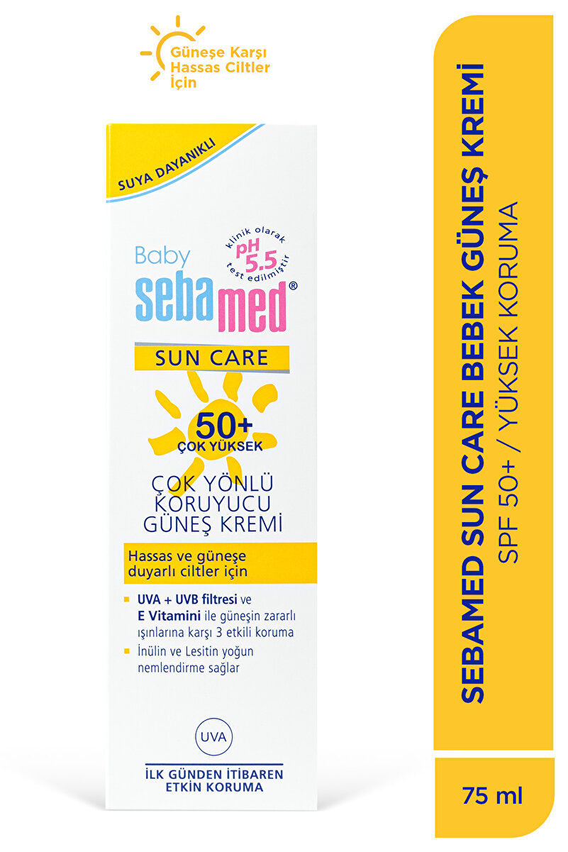 Çocuk Güneş Kremi SPF 50+ 75 ml UVA UVB Filtreli E Vitamini Çok Yönlü Koruyucu Bebek Yüksek Koruma 2. görsel