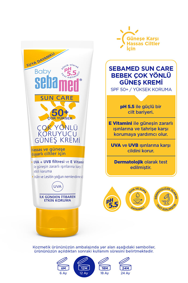Çocuk Güneş Kremi SPF 50+ 75 ml UVA UVB Filtreli E Vitamini Çok Yönlü Koruyucu Bebek Yüksek Koruma 3. görsel