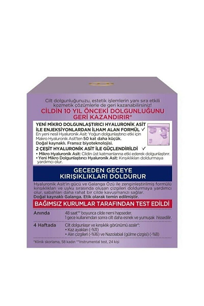 Revitalift Filler Hyaluronik Asit İçeren Dolgunlaştırıcı Yaşlanma Karşıtı Gece Kremi 50 ml 3. görsel