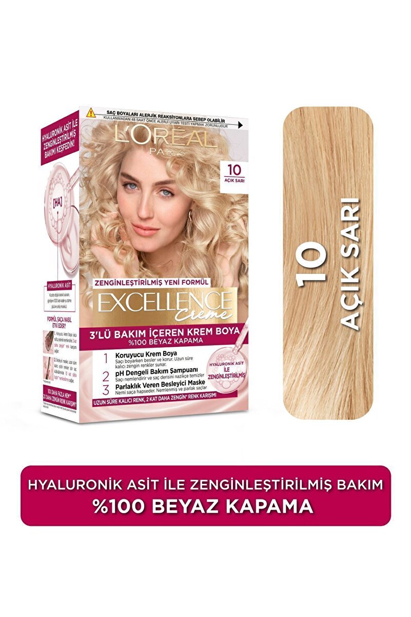 Excellence Creme Saç Boyası 10 Açık Sarı 1. görsel