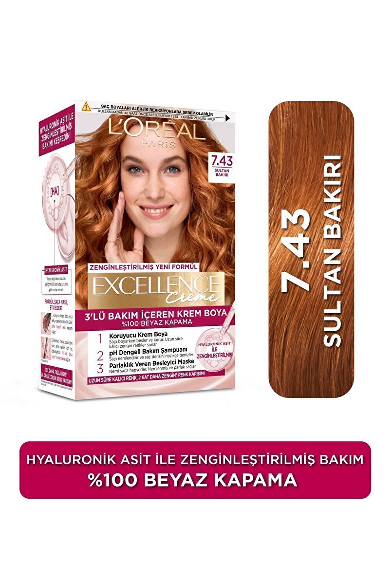 Excellence Creme Saç Boyası 7.43 Sultan Bakırı 1. görsel