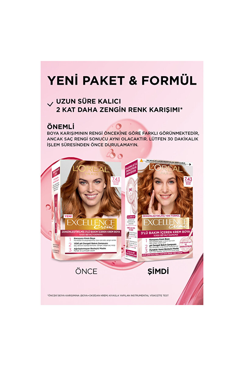 Excellence Creme Saç Boyası 7.43 Sultan Bakırı 3. görsel