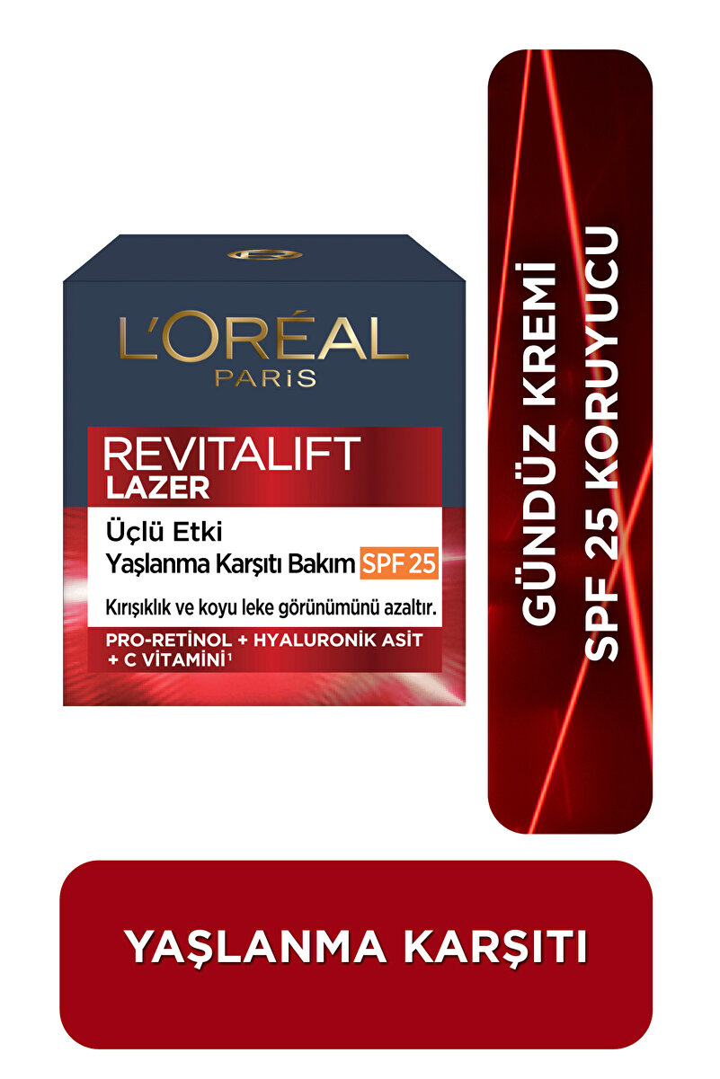 Revitalift Lazer Yoğun Leke ve Kırışıklık Karşıtı GKF25 Korumalı Nemlendirici Yüz Bakım Kremi 50ml 3. görsel