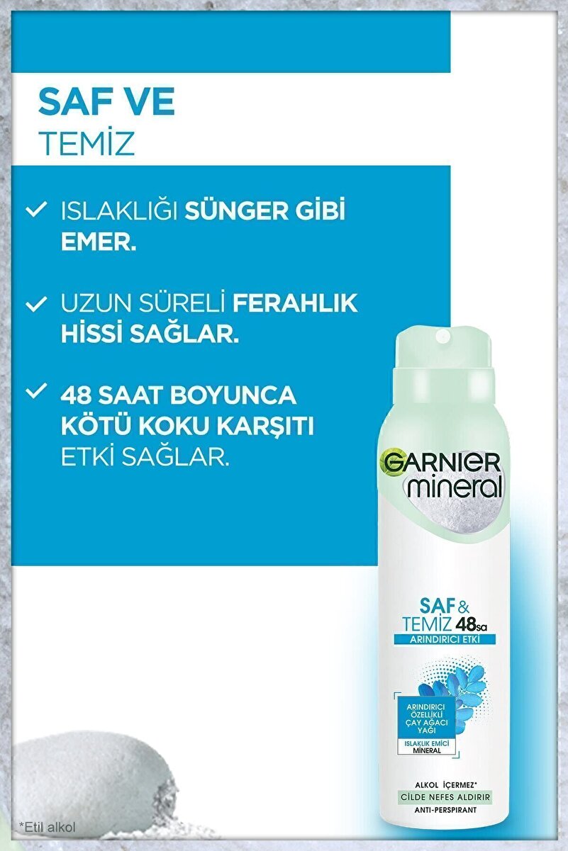 Mineral Saf Ve Temiz Kadın Sprey Deodorant 150 ml 3. görsel