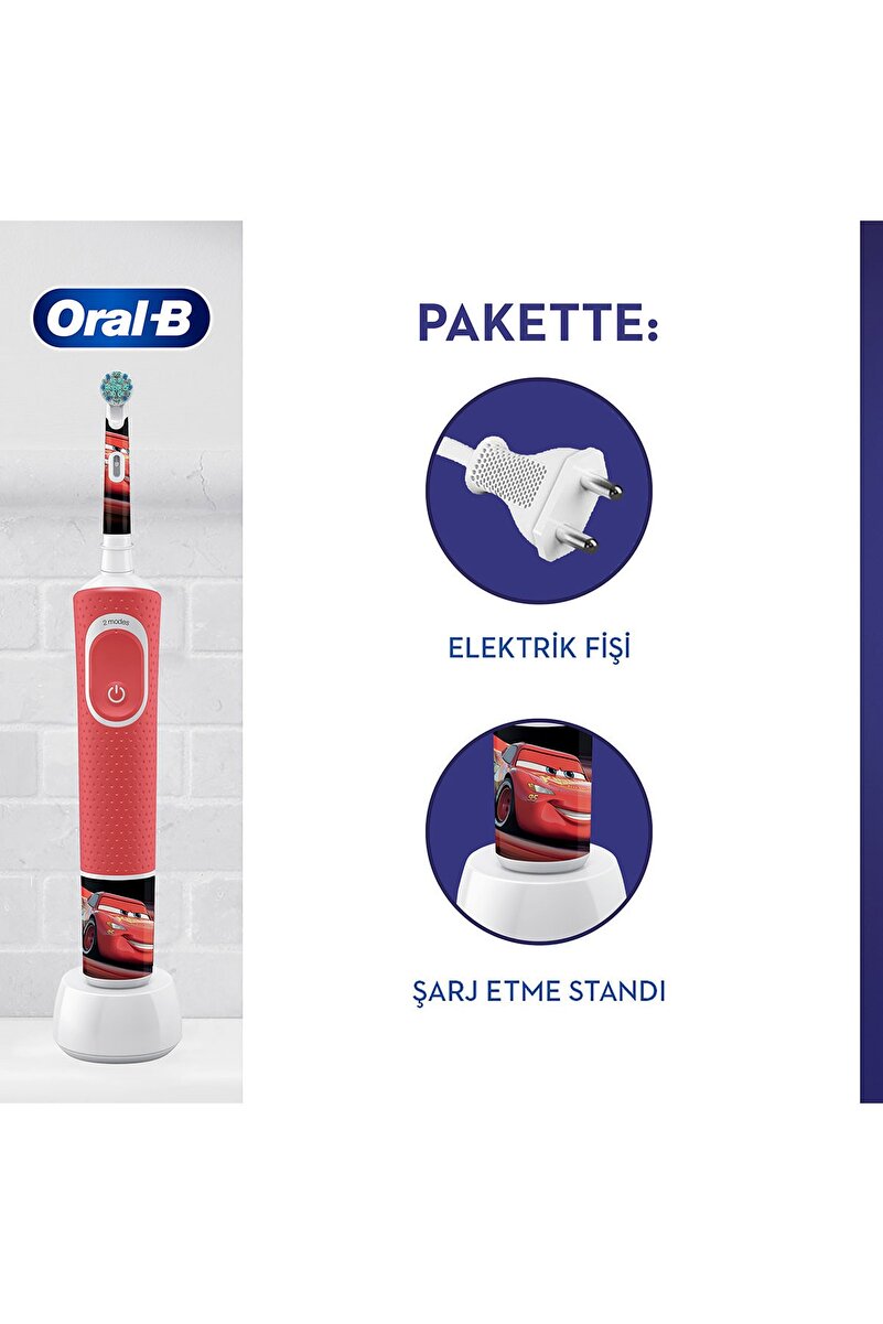 Çocuklar Için Şarj Edilebilir Diş Fırçası D100 Cars Özel Seri 2. görsel