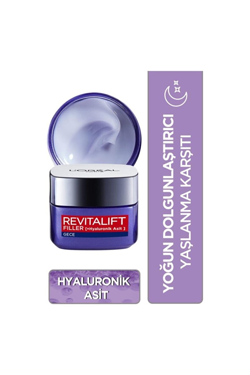 L'oréal Paris Revitalift Filler Yoğun Dolgunlaştırıcı Yaşlanma Karşıtı Gece Kremi 50ml - Hyaluronik 1. görsel