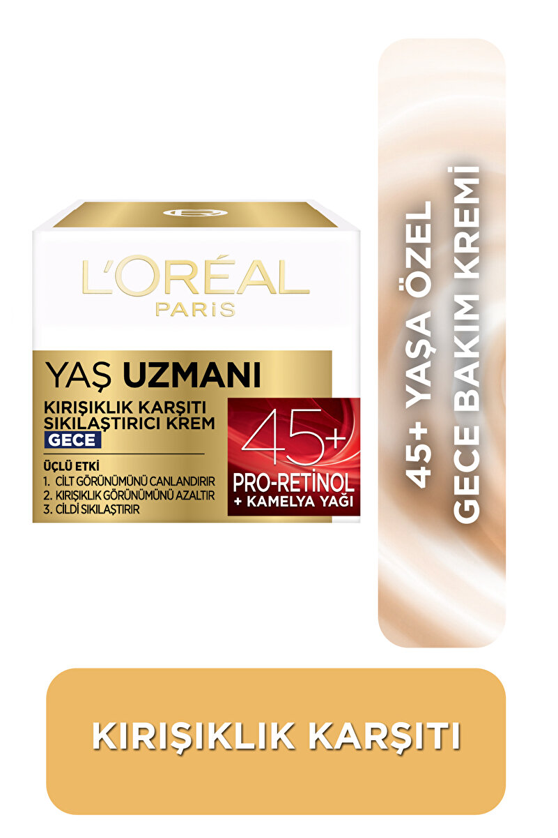 Yaş Uzmanı 45+ Kırışıklık Karşıtı Sıkılaştırıcı[Pro-Retinol] İçeren Nemlendirici Gece Yüz Kremi 50ml 3. görsel