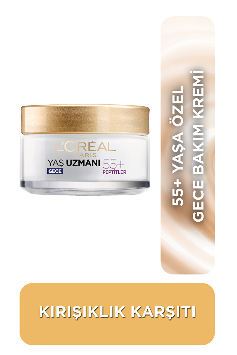 Yaş Uzmanı 55+ Kırışıklık Karşıtı Yenileyici [Petitler] İçeren Nemlendirici Gece Yüz Kremi 50ml 1. görsel