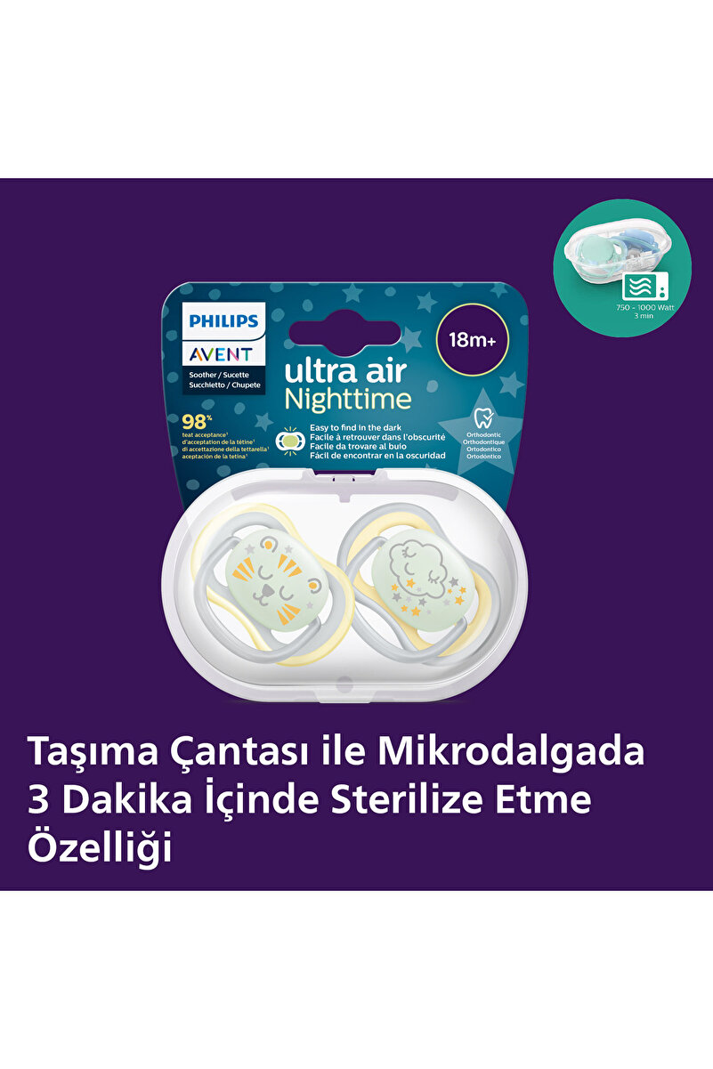 Ultra Air Gece Emziği 18+ Ay, 2'li Unisex, SCF376 /01 2. görsel