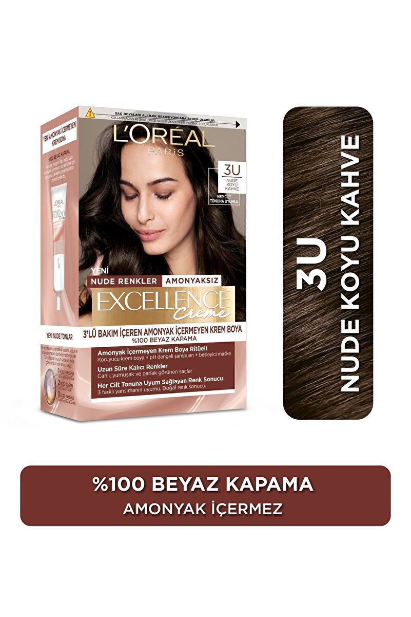 Excellence Creme Nude Renkler Saç Boyası – 3u Nude Koyu Kahve 1. görsel