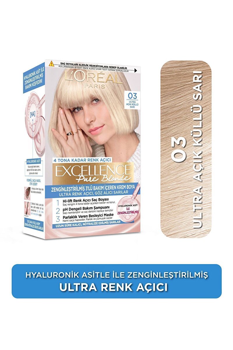 Excellence Creme Saç Boyası - 03 Ultra Açık Küllü Sarı 1. görsel