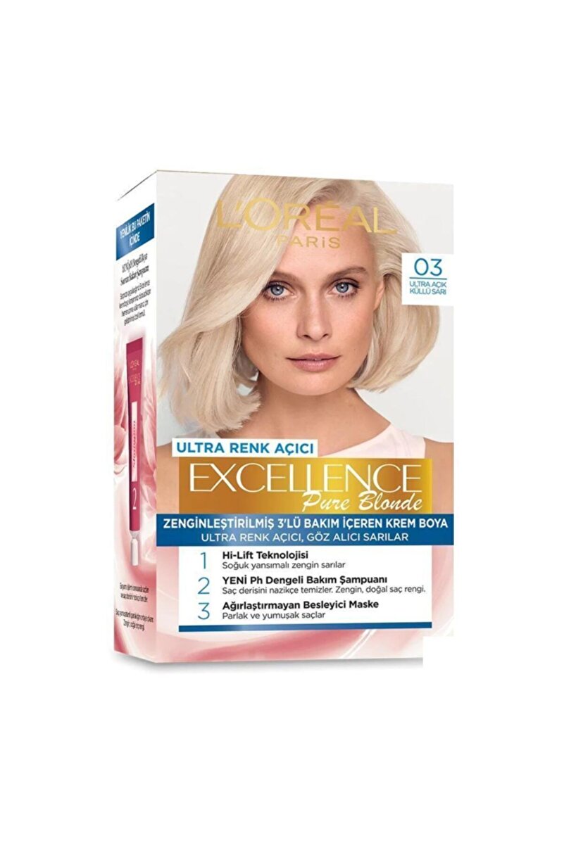 Excellence Creme Saç Boyası - 03 Ultra Açık Küllü Sarı 2. görsel