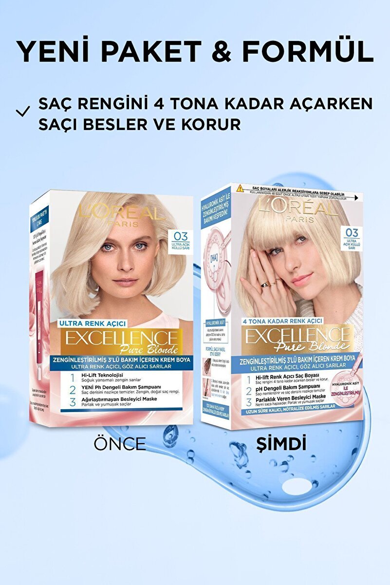 Excellence Creme Saç Boyası - 03 Ultra Açık Küllü Sarı 3. görsel