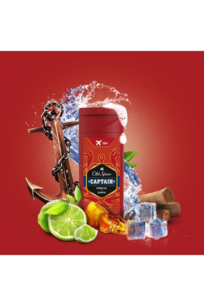 Captain Duş Jeli Şampuan 50 ml Seyahat Boy, Shower Gel 50 ml 3. görsel