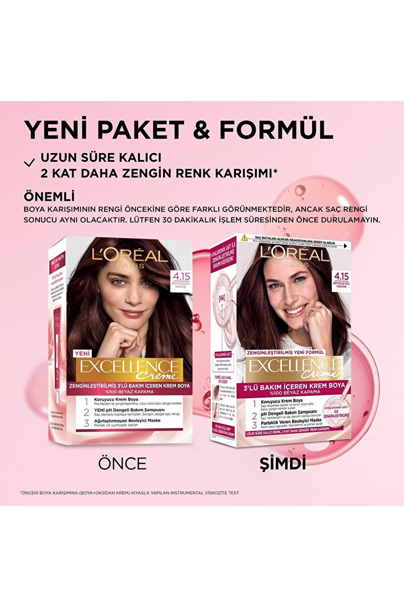 Excellence Saç Boyası 4.15 Büyüleyici Kahve 3'lü Set 2. görsel