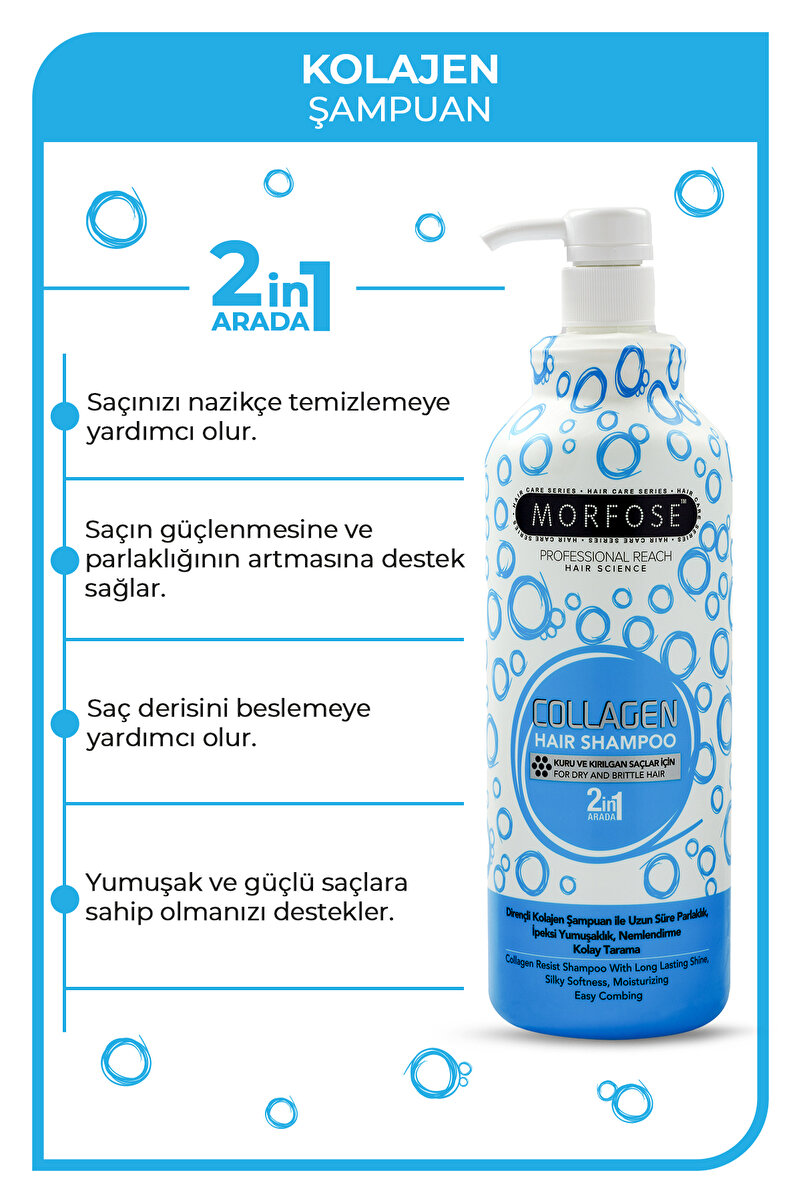 Kolajen Saç Bakım Şampuanı 1000 ml - Zayıf Ve Zarar Görmüş Saçlar 2. görsel
