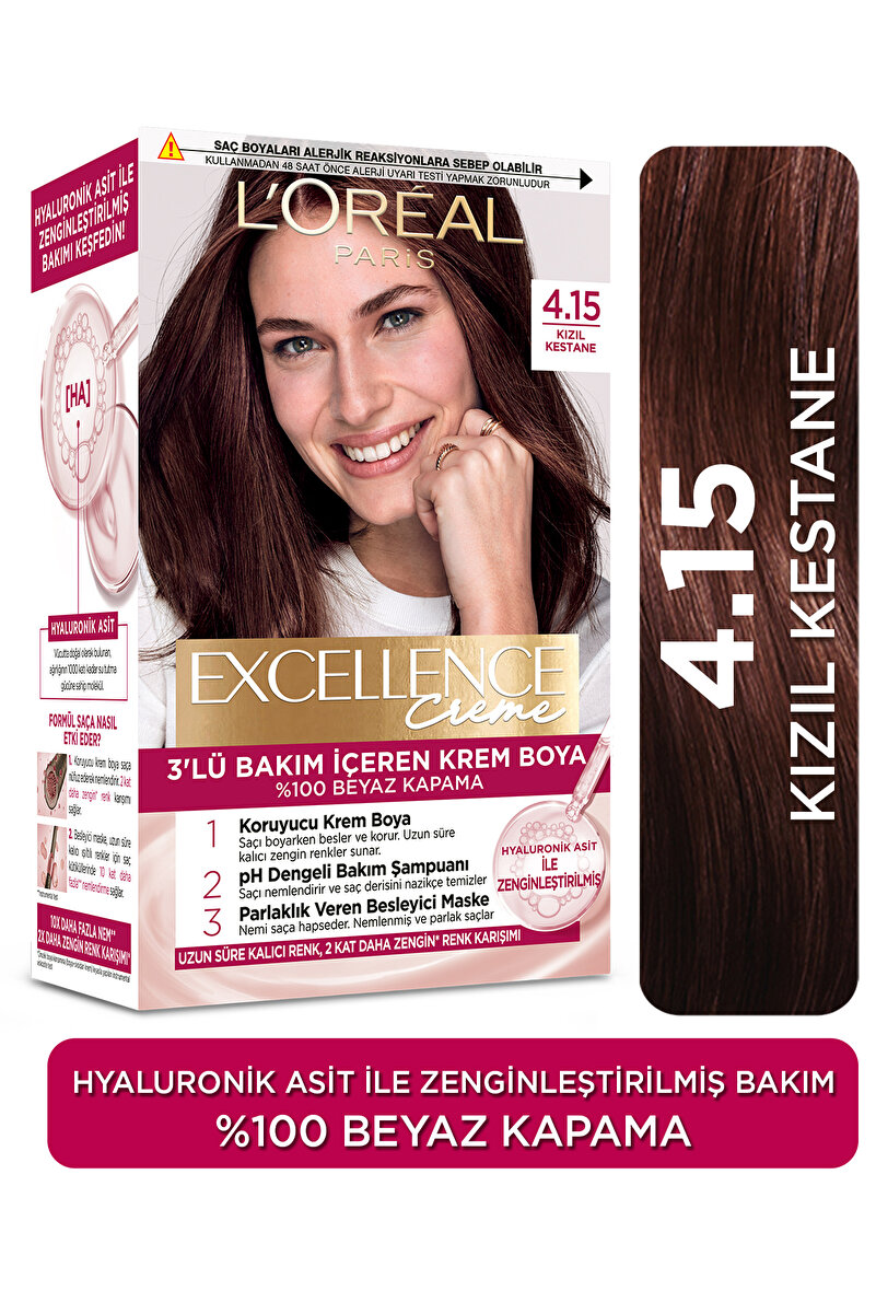 Excellence Creme Saç Boyası 4.15 Kızıl Kestane 1. görsel