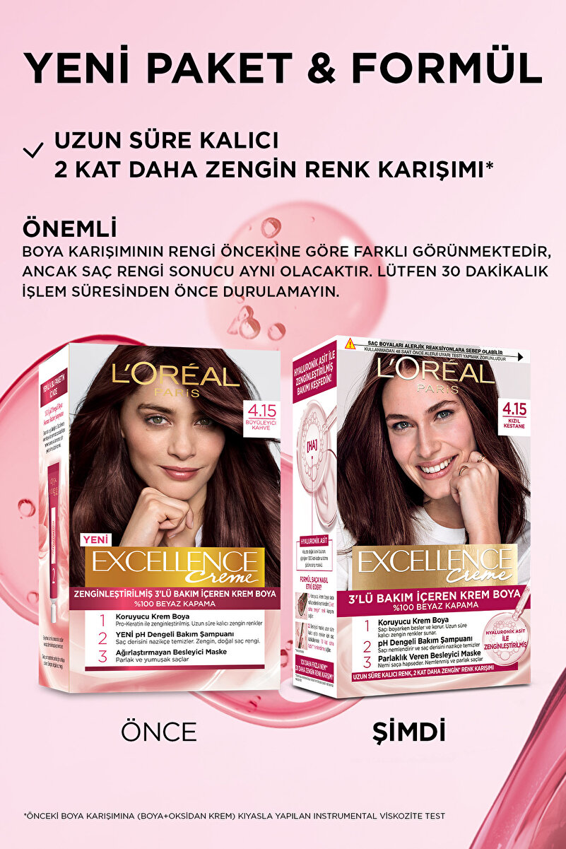 Excellence Creme Saç Boyası 4.15 Kızıl Kestane 2. görsel