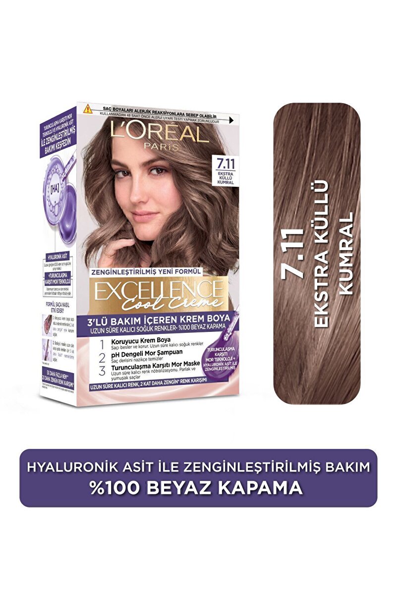 L’oréal Paris Excellence Cool Creme Saç Boyası – 7.11 Ekstra Küllü Kumral 1. görsel