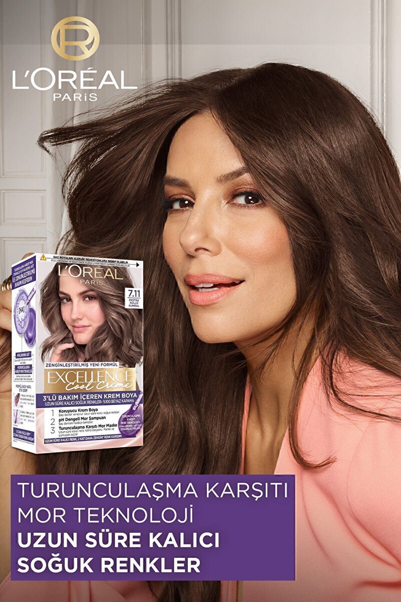 L’oréal Paris Excellence Cool Creme Saç Boyası – 7.11 Ekstra Küllü Kumral 2. görsel