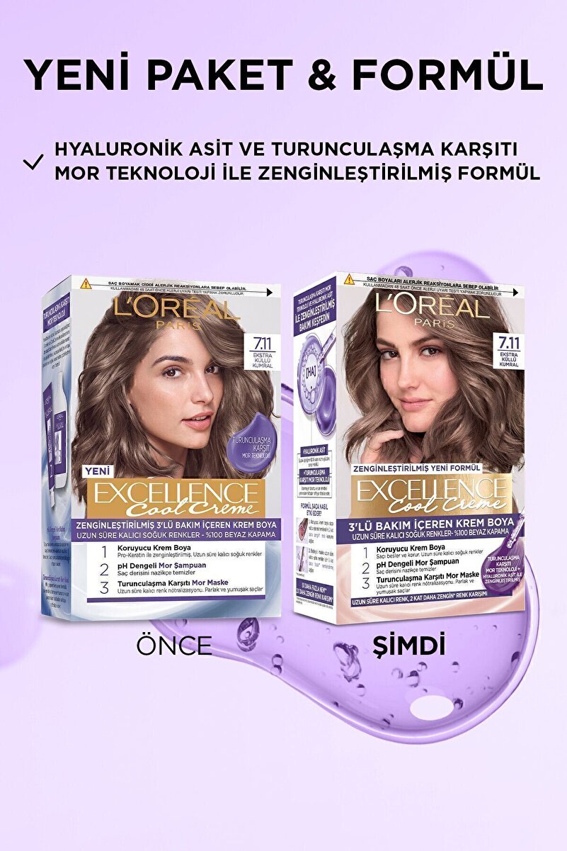 L’oréal Paris Excellence Cool Creme Saç Boyası – 7.11 Ekstra Küllü Kumral 3. görsel