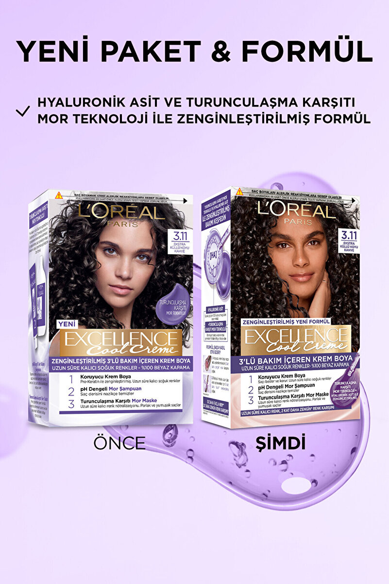 Excellence Cool Creme Saç Boyası – 3.11 Ekstra Küllü Koyu Kahve 3. görsel