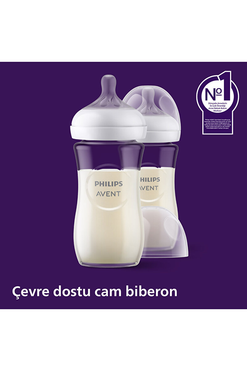 Doğal Tepkili Cam Biberon, 240ml, 3-6  Ay, SCY933/01 2. görsel