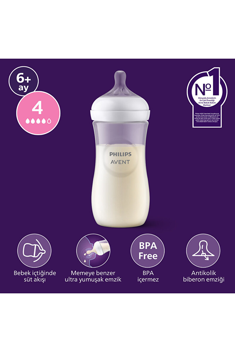 Doğal Tepkili PP Biberon, 330ml, 6+ Ay, SCY906/01
