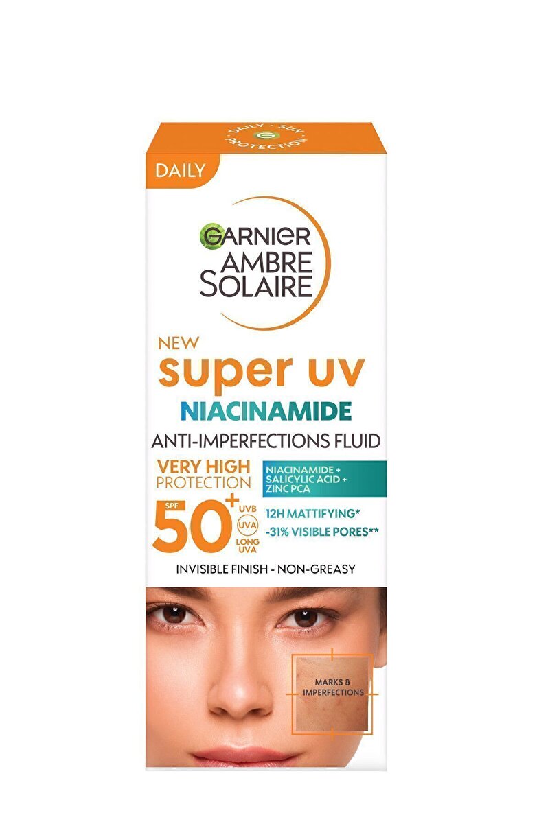 Ambre Solaire Super UV Niasinamid Cilt Kusurları Karşıtı Günlük Güneş Koruyucu Fluid Krem SP 2. görsel