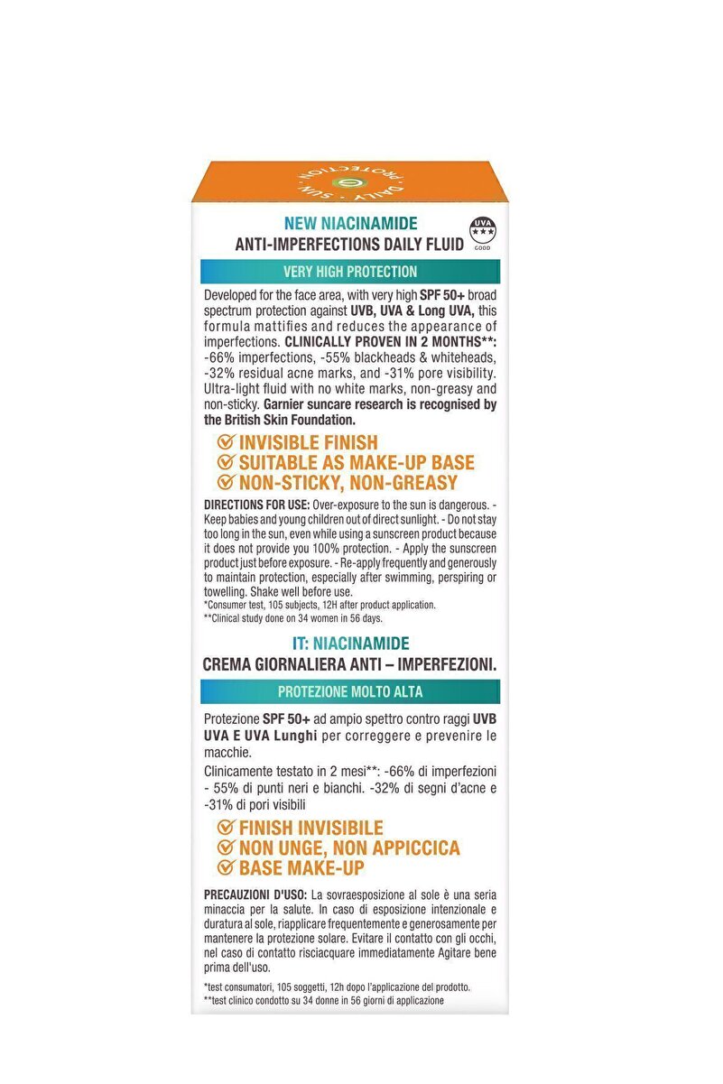 Ambre Solaire Super UV Niasinamid Cilt Kusurları Karşıtı Günlük Güneş Koruyucu Fluid Krem SP 3. görsel