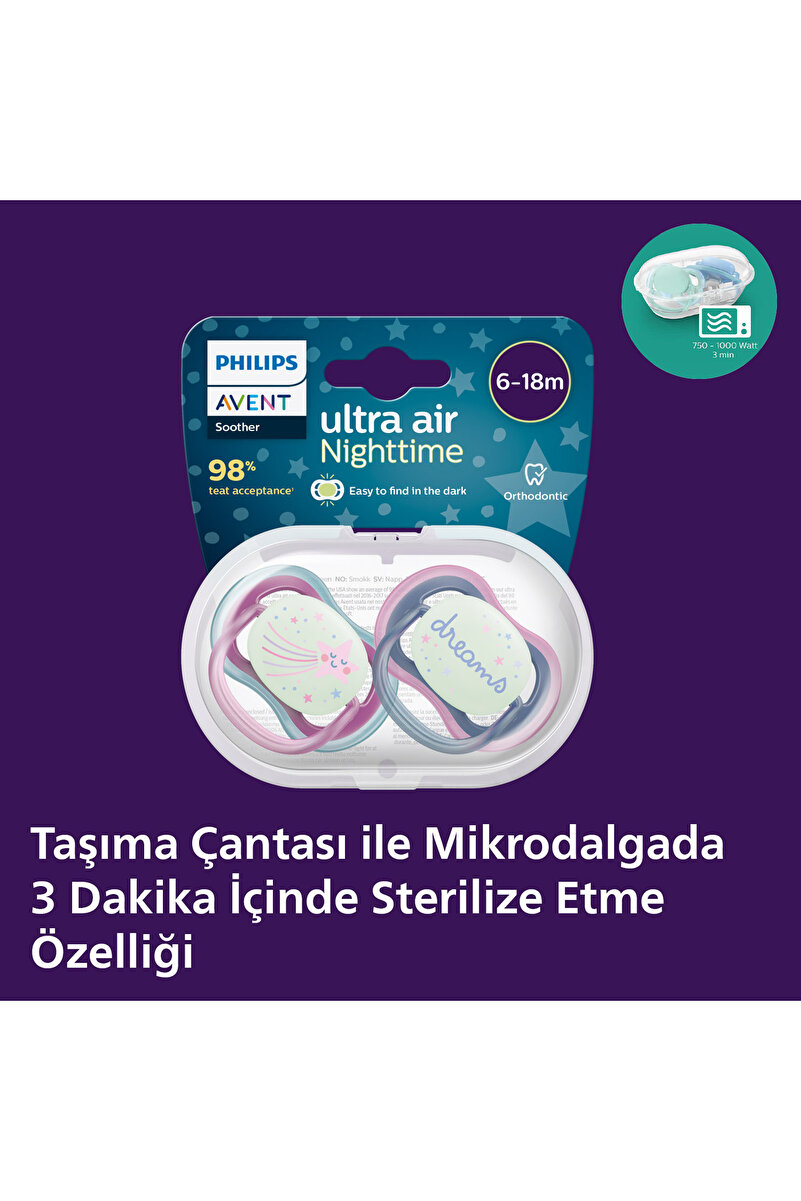 Ultra Air Gece Emziği 6-18 Ay, 2'li Kız, SCF376/14 2. görsel