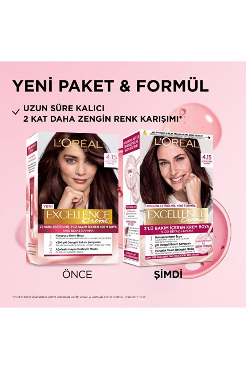 L'Oréal Paris Excellence Creme 4.15 Büyüleyici Kahve Saç Boyası 2. görsel