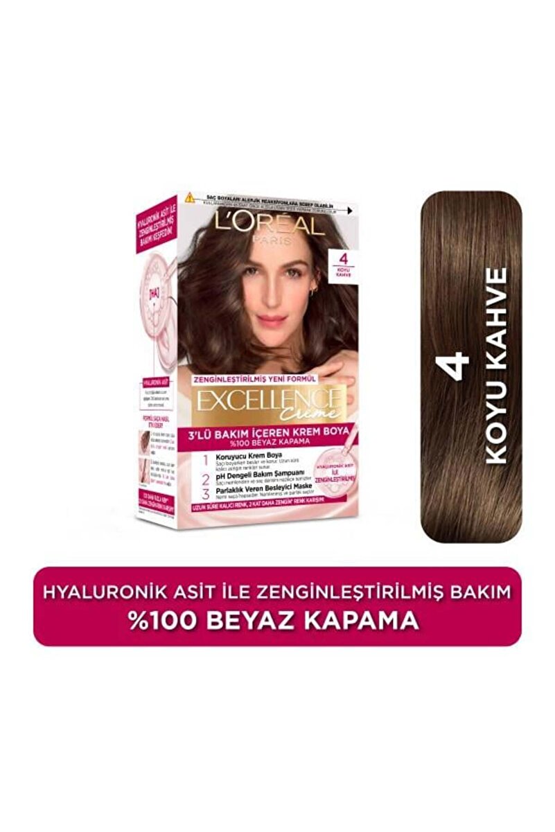 L'Oréal Paris Excellence Creme 4 Koyu Kahve Saç Boyası 1. görsel