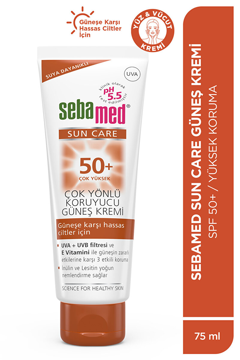 Güneş Kremi SPF 50+ 75 ml UVA UVB Filtreli E Vitamini Üçlü Yüksek Koruma Yüz ve Vücut Koruma 1. görsel