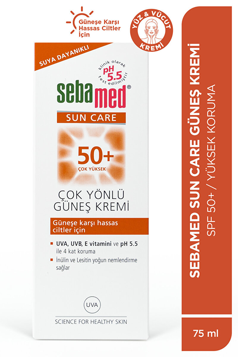 Güneş Kremi SPF 50+ 75 ml UVA UVB Filtreli E Vitamini Üçlü Yüksek Koruma Yüz ve Vücut Koruma 2. görsel