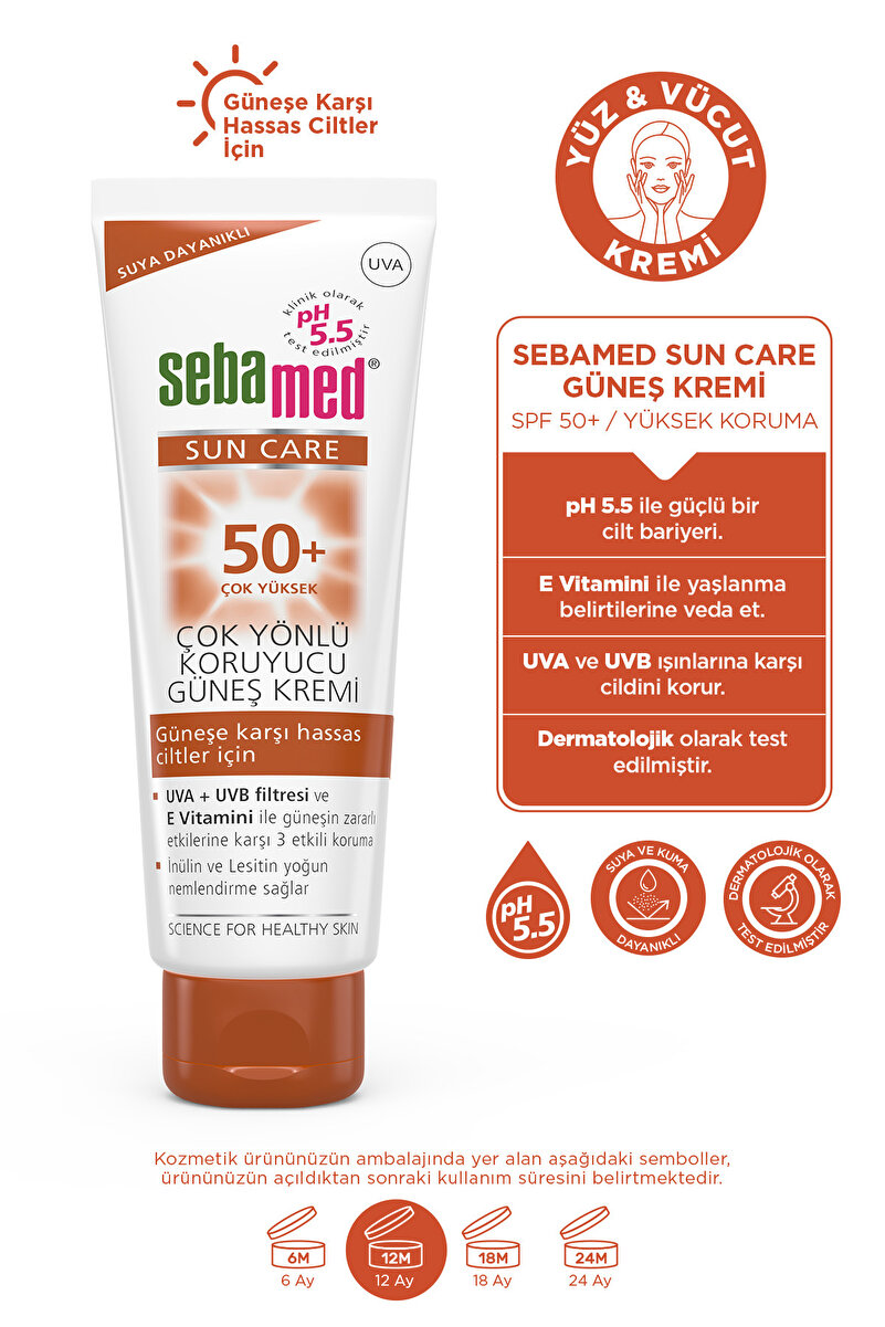Güneş Kremi SPF 50+ 75 ml UVA UVB Filtreli E Vitamini Üçlü Yüksek Koruma Yüz ve Vücut Koruma 3. görsel