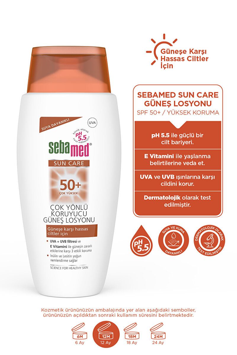 Güneş Losyonu SPF 50+ 150 ml UVA UVB Filtreli E Vitamini Üçlü Yüksek Koruma Çok Yönlü Yüz ve Vücut 3. görsel