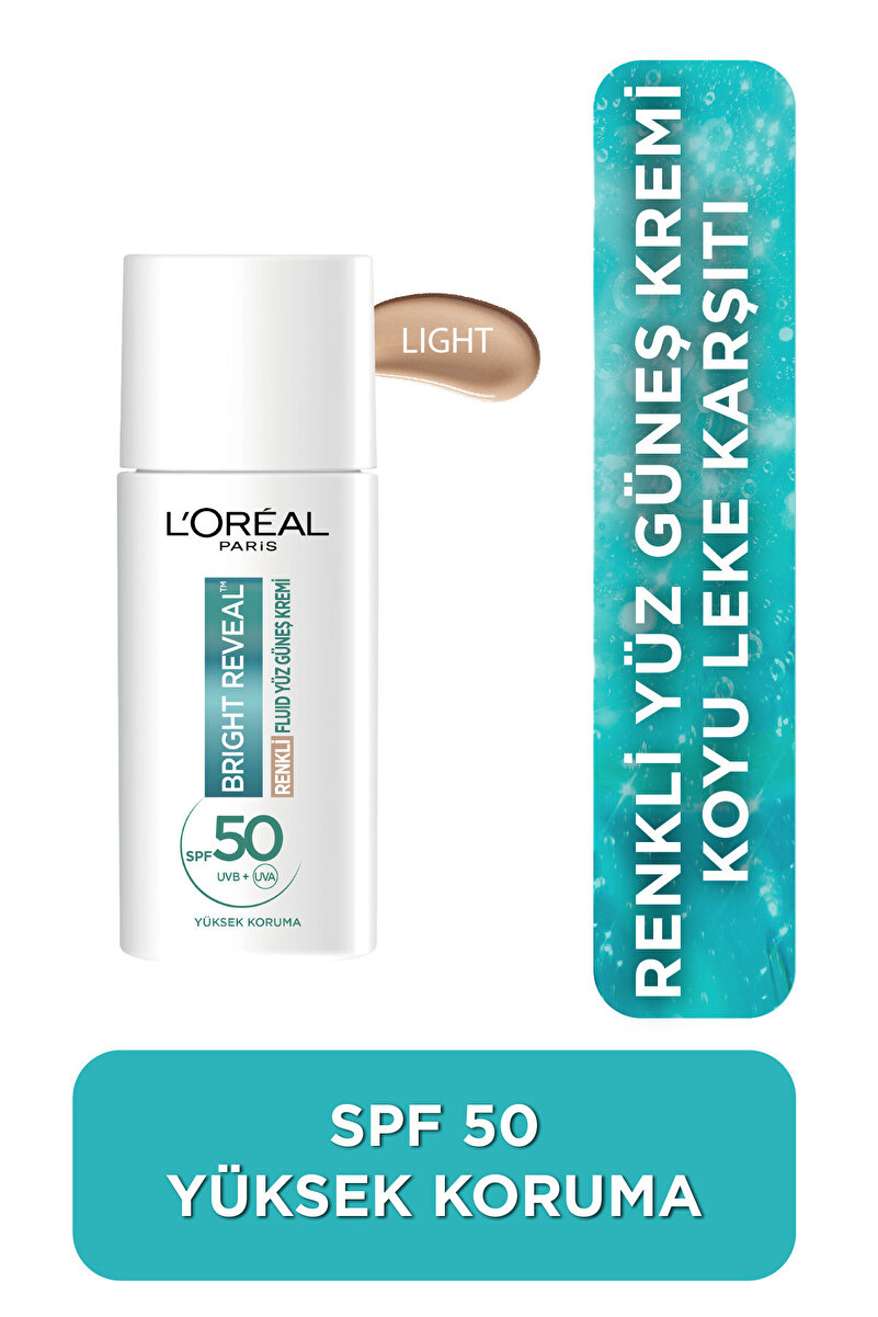 Bright Reveal Spf 50+ Koyu Leke Karşıtı Renkli Fluid Günlük Yüz Güneş Kremi 50ml - Light 1. görsel