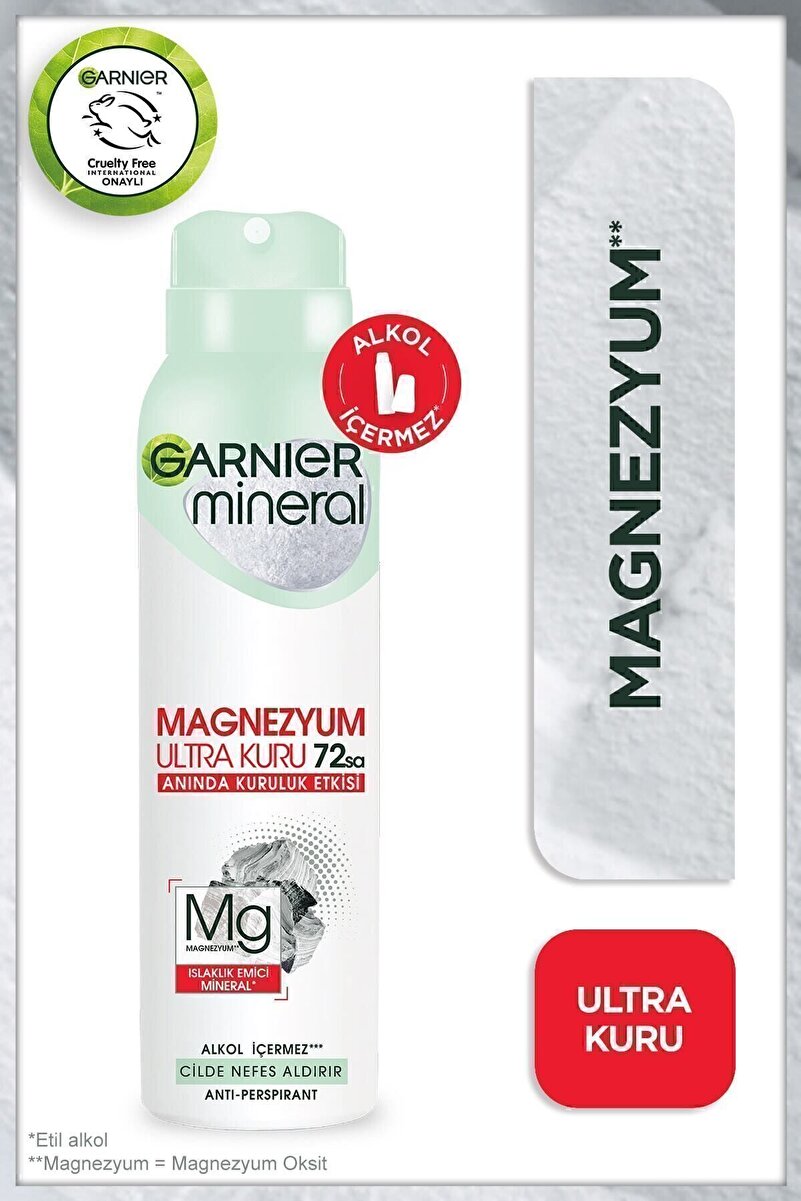 Mineral Magnezyum Ultra Kuru Sprey Deodorant, 72 Saat Etkili 1. görsel