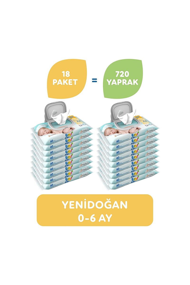 Yenidoğan Islak Mendil 18'li 720 Yaprak 1. görsel